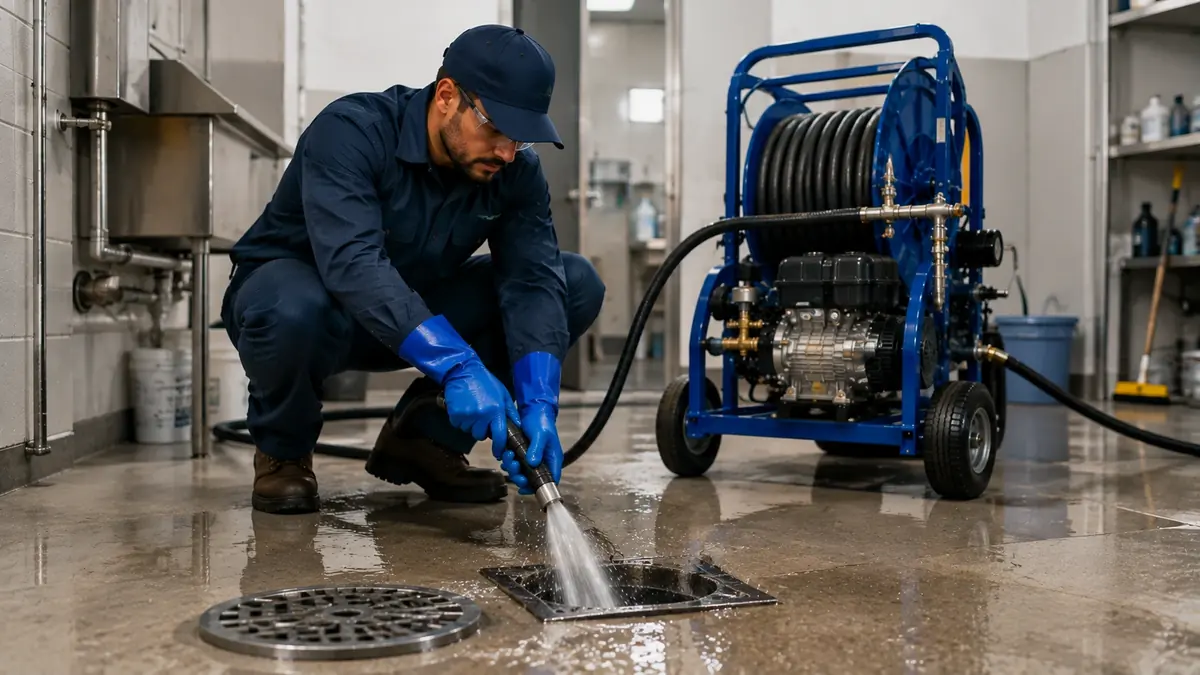 Floor Drain Hydro Jet Cleaning in Piru