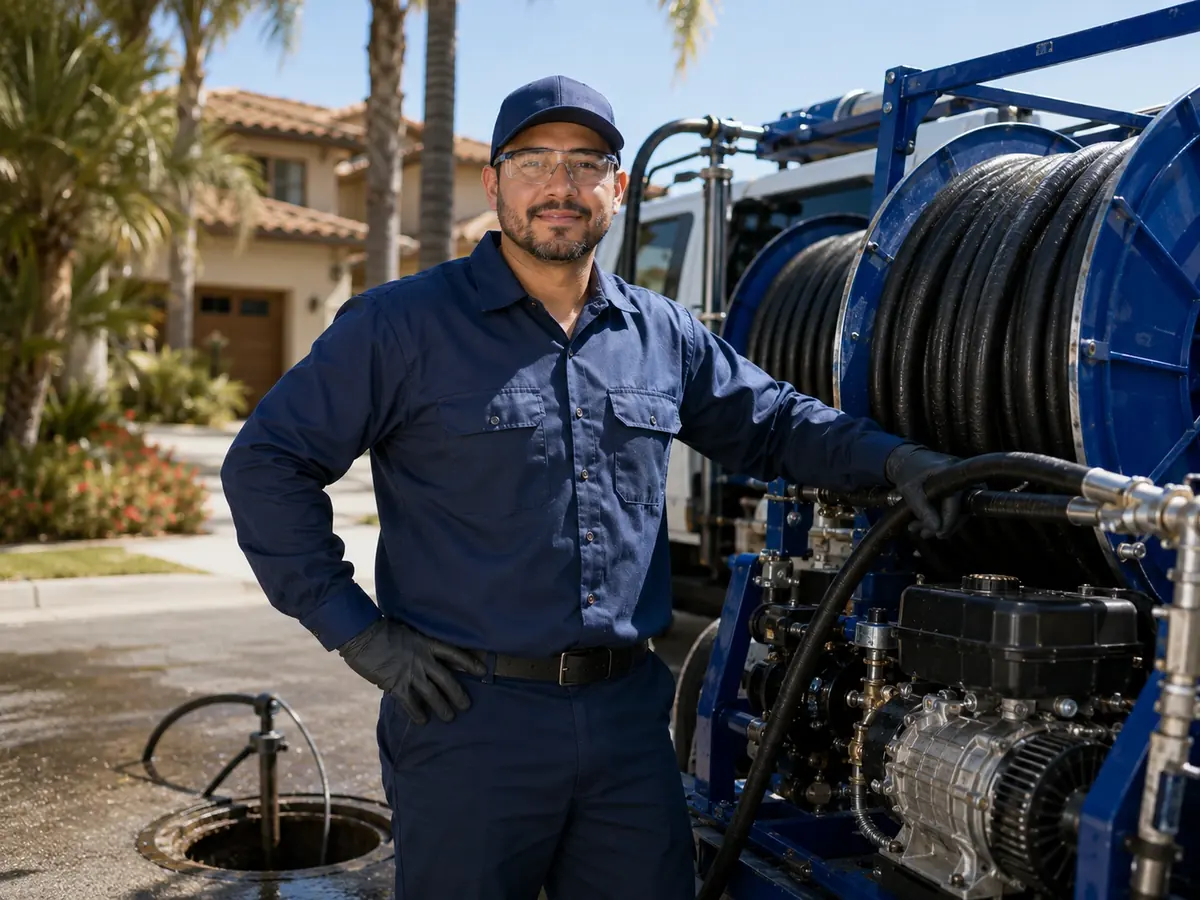 Hydro jet sewer cleaning in Piru